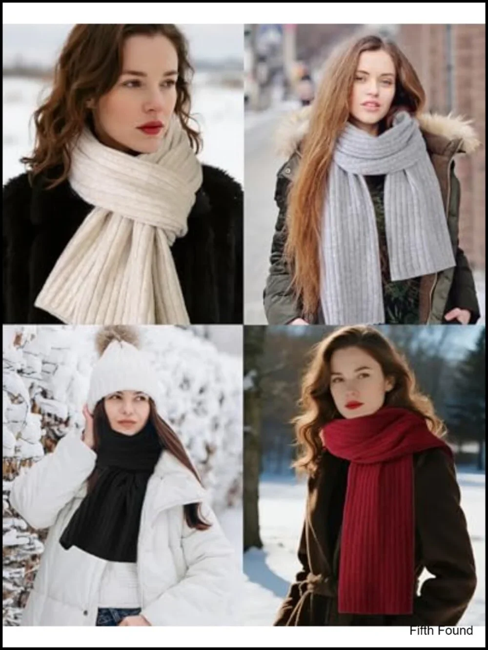 Polyester Blend Winter Scarf Women Cozy Warm Knit Cold Weather Scarf